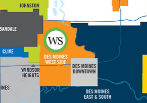 Des Moines West Side map